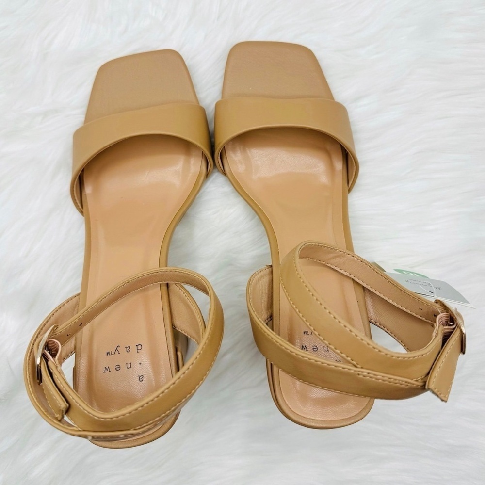 A New Day Light Tan ADR05 Sal 4” High Heel Open Toe Strappy Sandals Size 10 - Picture 4 of 5